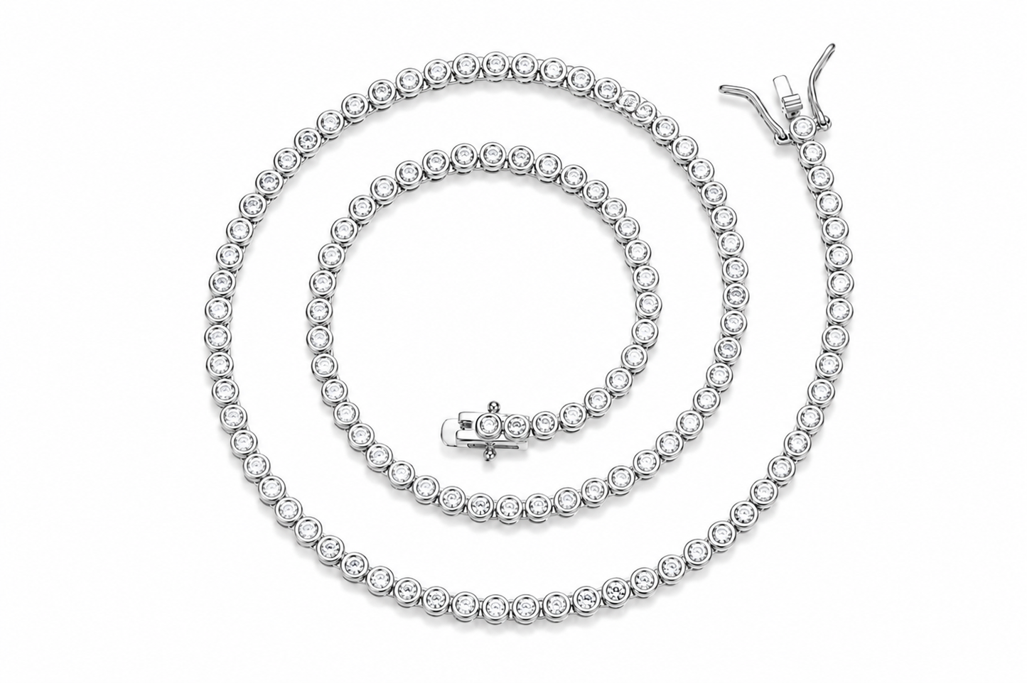 Signature Bezel Tennis Necklace Silver