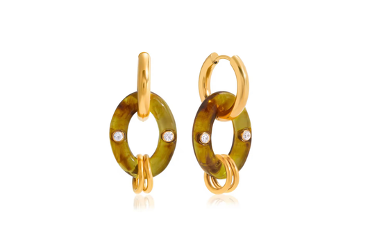 Resin Tortoiseshell Gold Earrings