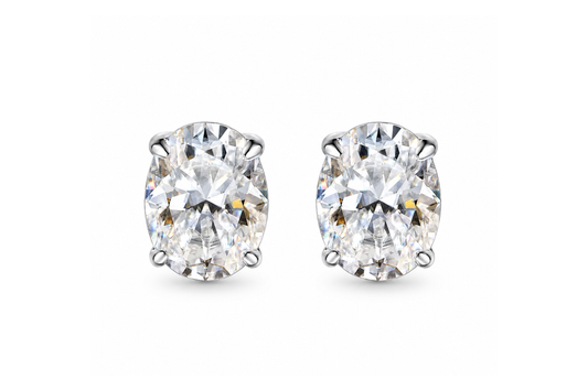 The Oval Solitaire Studs Moissanite