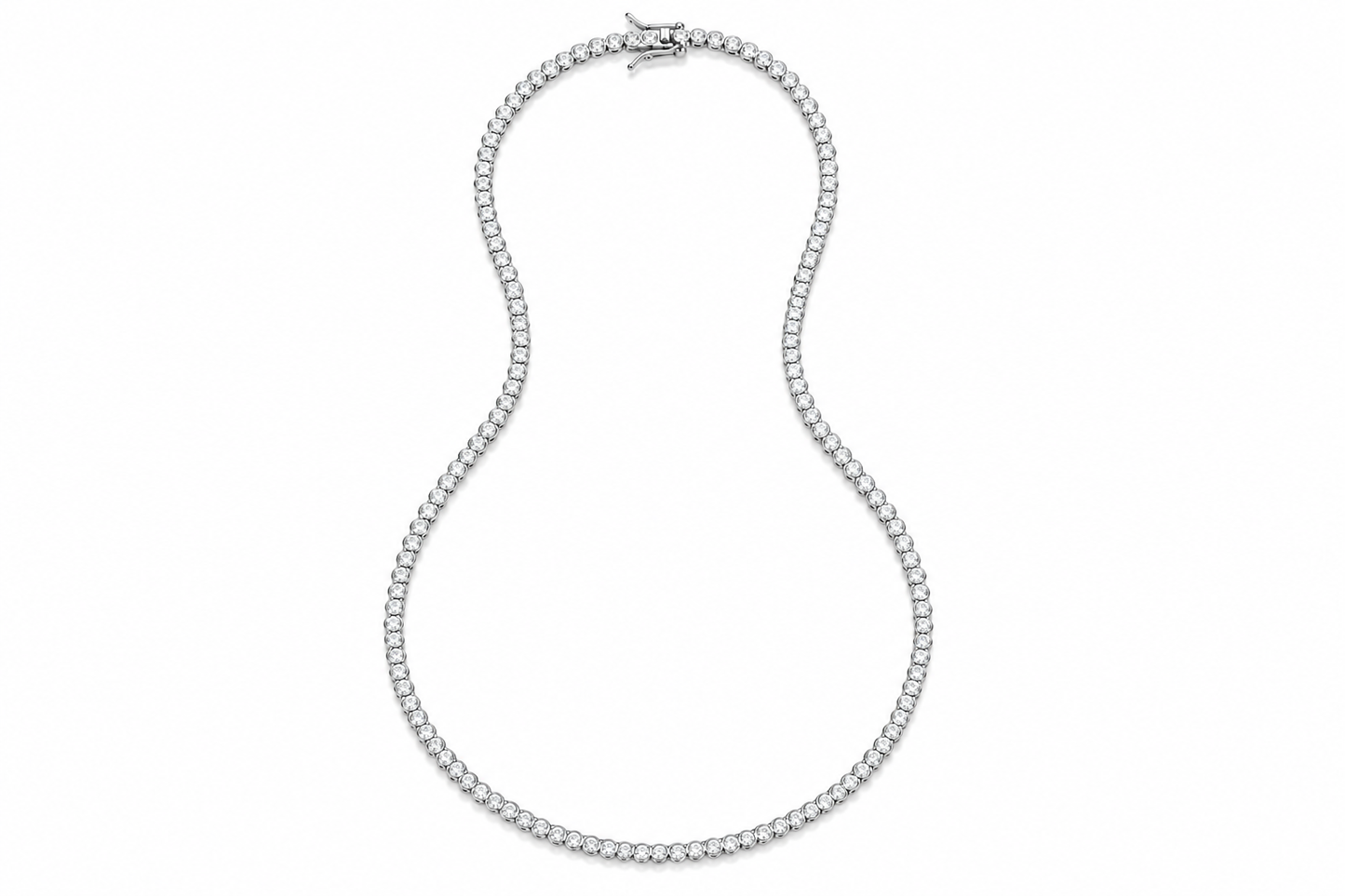 Signature Bezel Tennis Necklace Silver