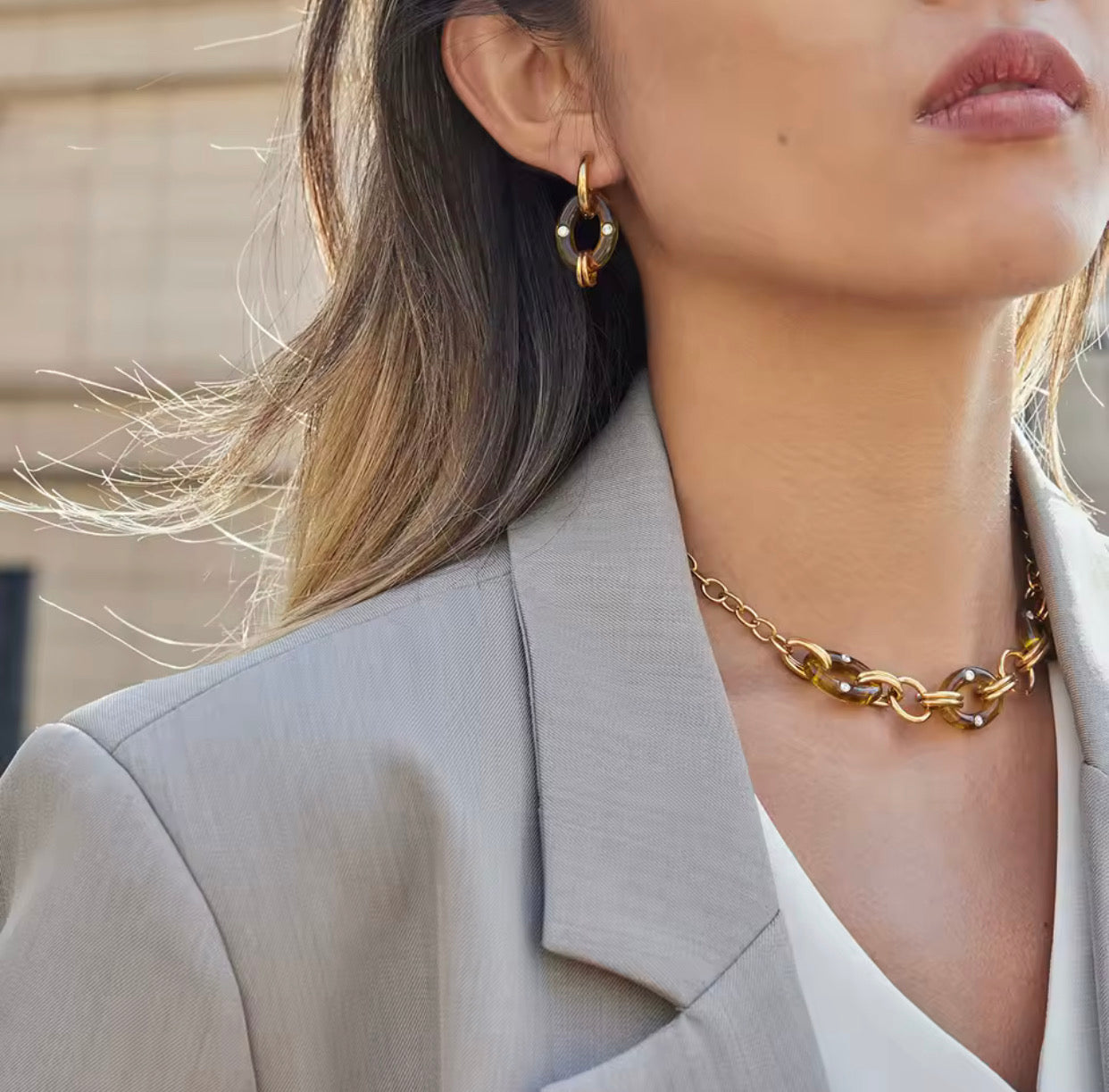 Resin Tortoiseshell Gold Earrings